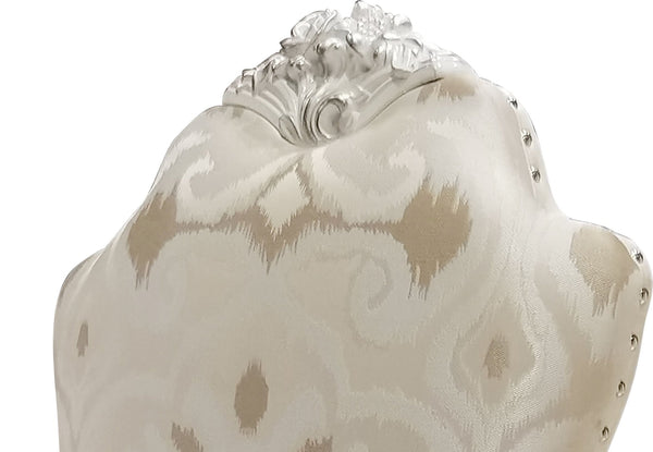 English Elm Ivory Sculptural Floral Dining Side Chair Set of 2 with Tufted Upholstery, Gold Accents, Luxe Comfort Ivory B062P215494