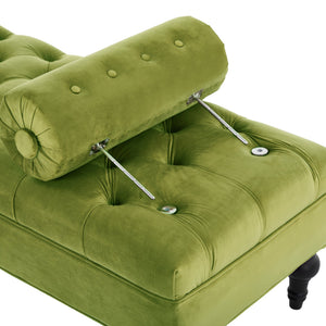 English Elm Modern Tufted Velvet Bench with Gourd Legs and Pillows for Bedroom Entryway Green N761P335807F