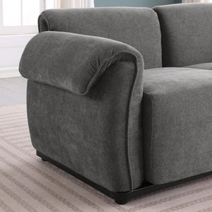 English Elm 102 Inch Linen Modular Sectional Sofa with Hidden Storage and Cloud Cushion Comfort Grey W1099S00205