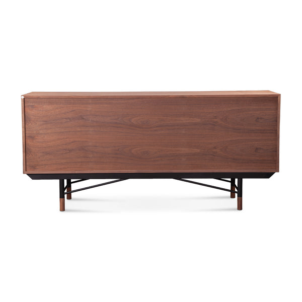 English Elm Finn Juhl Mid-century Walnut Veneer Sideboard with Sleek Steel Legs Dining Storage Orange,White B353S00014