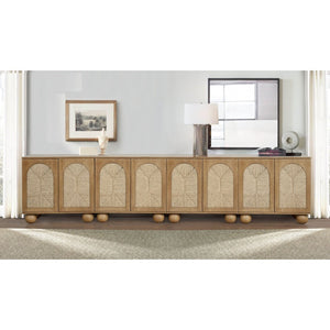 English Elm Boho Seagrass Woven Accent Cabinet with Arched Doors and Ball Feet for Entryway B011P474822