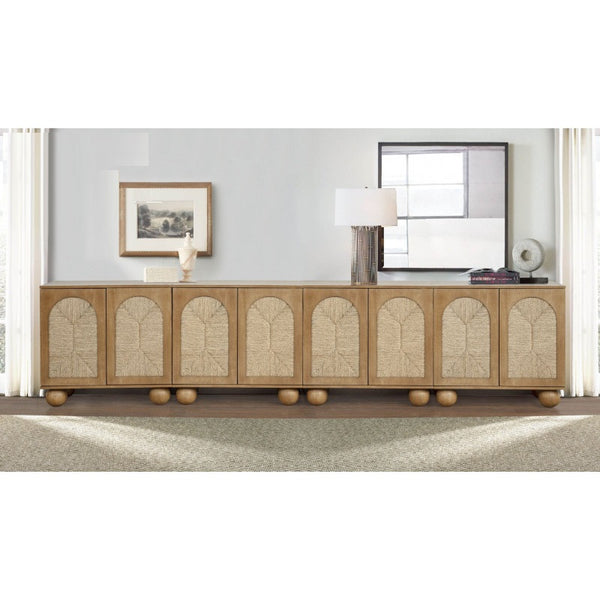 English Elm Boho Seagrass Woven Accent Cabinet with Arched Doors and Ball Feet for Entryway B011P474822