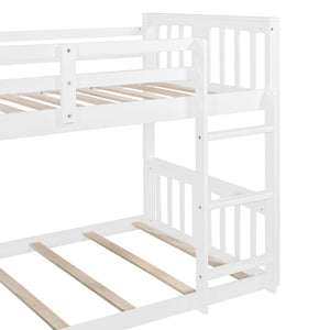English Elm Twin Over Kids Bunk Bed with Slide Ladder Pine Frame White Finish LT000108AAK-1