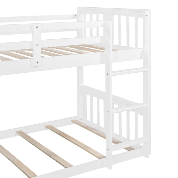 English Elm Twin Over Kids Bunk Bed with Slide Ladder Pine Frame White Finish LT000108AAK-1