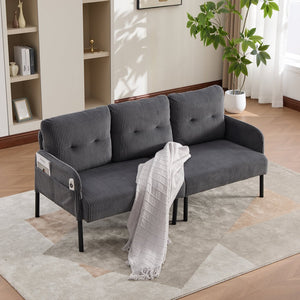 English Elm United We Win Corduroy Loveseat Plush Ergonomic Sofa with Spring Support Metal Legs Carbon Gray W1568P410050