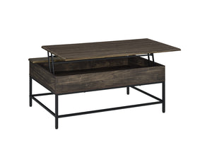 English Elm Claudio Lift Top Coffee Table with Hidden Storage and Black Metal Frame for Living Room B2749P413289