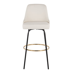 English Elm 30" Swivel Barstools Set of 2 Gold Frame White Faux Leather Kitchen Island Seating B202S01946