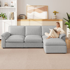 English Elm Cloud Sectional Sofa with Movable Chaise Soft Chenille Upholstery for Modern Living Rooms Gray W1359S00066