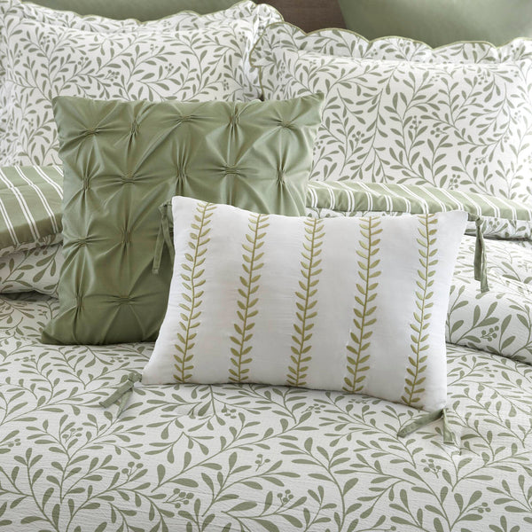 English Elm 5-piece Queen Microfiber Comforter Set Soft Printed Bedding with Decorative Pillows Sage Green B035P482936