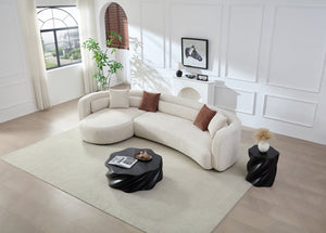 English Elm 132" Boucle Curved Sectional Sofa Modular L Shape Minimalist Seating for Living Room W2664S00104