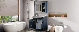 English Elm 30'' Bathroom Vanity Set With Mirror & Storage – Modern Freestanding Design, Ceramic Sink & Drawers SW000127AAC-1