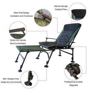 English Elm Camping Lounge Chair With Detachable Footrest - Portable, Adjustable Recliner For Comfort Outdoors W241106343