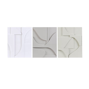 Martha Stewart Elements Modern/Contemporary Geometric MDF Wood Carved Wall Decor 3 Piece Set MT95B-0077 Neutral