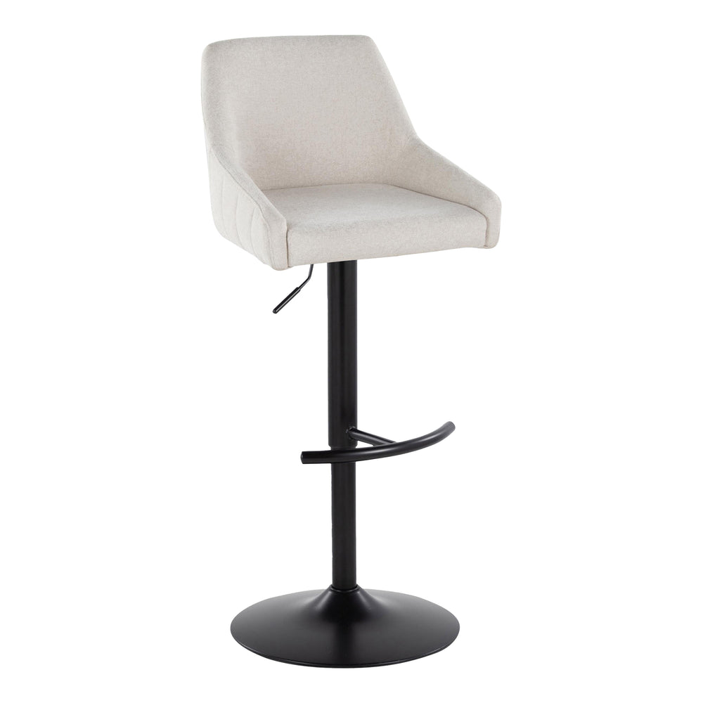 English Elm Adjustable Swivel Barstools Set of 2 Cream Upholstered Seat Black Steel Frame B202S00930