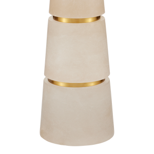Eleanora Table Lamp - Modern Alabaster Design with Brass Accents, Elegant Off-White Linen Shade