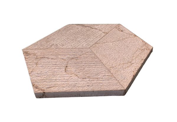 English Elm Hexagon Gold Beige Yellow Marble Tiles - Textured Fluted Finish For Stunning Bathroom Walls & Accents W1696P262336