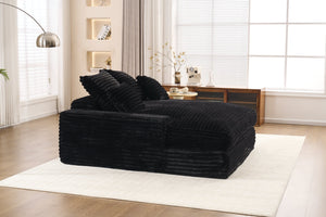 English Elm 028dr-oversized Corduroy Chaise Lounge Sleeper Chair Xxl Seat for Studio Living Black W527S00007