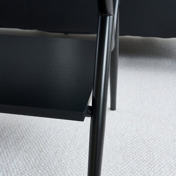 English Elm Rectangle Coffee Table With Elegant Tempered Glass Top & Black Mdf Shelf For Modern Living Room Décor W241142567-GIGA