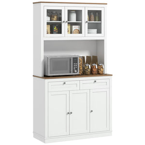 English Elm Homcom 71" Tall Kitchen Pantry & Buffet Cabinet With Microwave Stand, 5 Doors, 2 Drawers, Adjustable Shelves W2225P229400