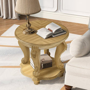 English Elm Living Room 3 Piece Coffee Table Set Oval Antique Floral Carved Wood Veneer W1202S00009