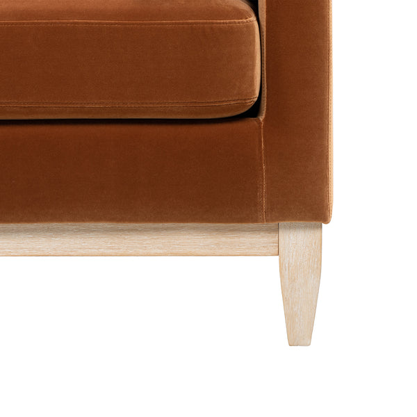 English Elm Pasadena Farmhouse Velvet Sofa with Rubberwood Base for Cozy Living Rooms B2719P479036