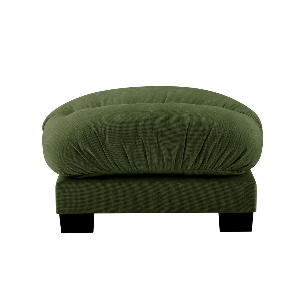 English Elm Flora Chenille Ottoman Pleated Texture Curved Silhouette for Cozy Living Rooms Green W5656P454496