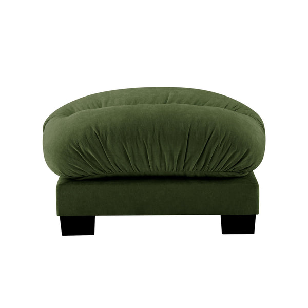 English Elm Flora Chenille Ottoman Pleated Texture Curved Silhouette for Cozy Living Rooms Green W5656P454496