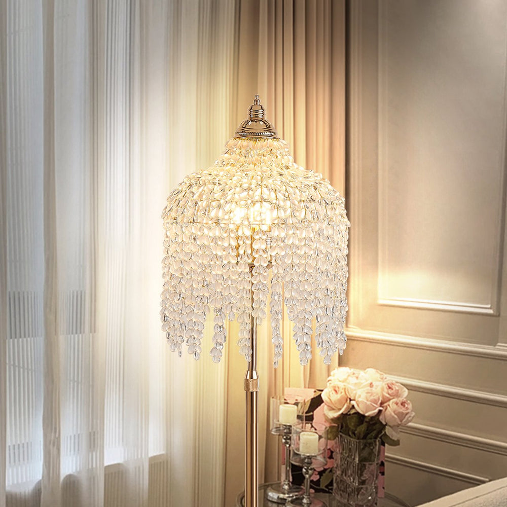 English Elm 16 Inch Gold 5-light Crystal Bead Chandelier Cascading Waterfall Pendant for Dining Rooms W1340P264005