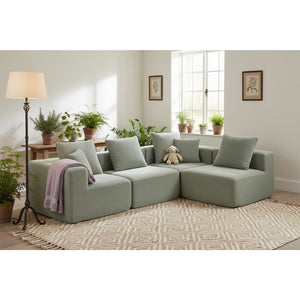 English Elm Modular Low Profile Sectional Sofa Plush Chenille Upholstery for Cozy Living Rooms W3326S00033