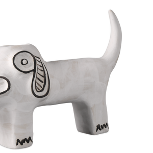 Spot the Dog: Exquisite Handmade Porcelain Vessel with Whimsical Black Details - Contemporary Art Decor