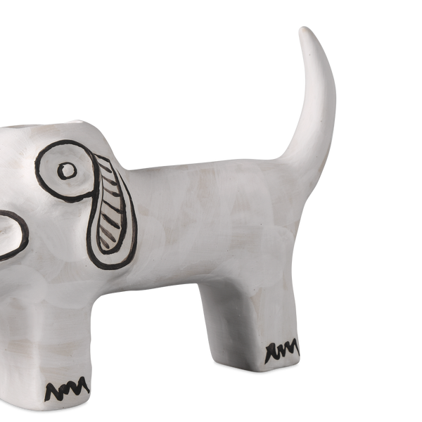 Spot the Dog: Exquisite Handmade Porcelain Vessel with Whimsical Black Details - Contemporary Art Decor