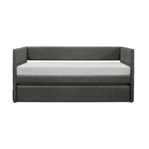 English Elm Modern Daybed with Trundle Dark Gray Upholstered Twin-Size Sleep Space Wooden Frame Stylish Versatile B011S01507