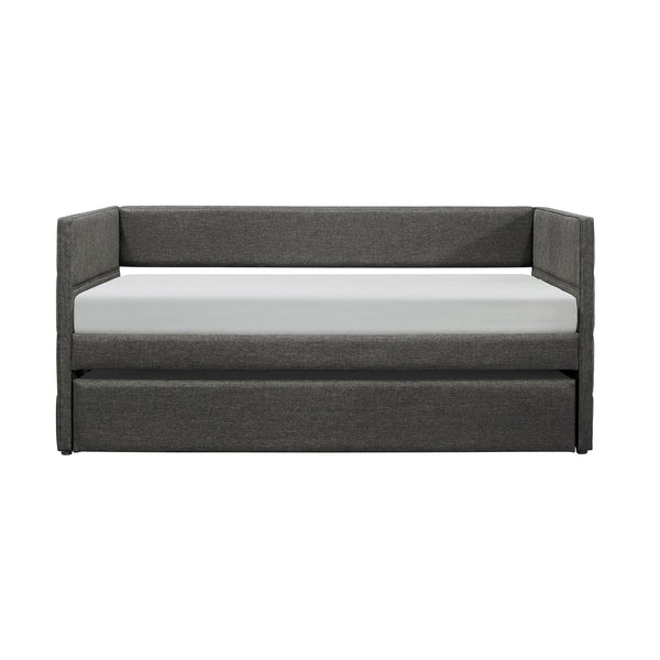 English Elm Modern Daybed with Trundle Dark Gray Upholstered Twin-Size Sleep Space Wooden Frame Stylish Versatile B011S01507