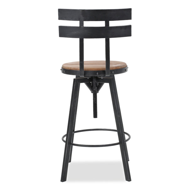 English Elm Christopher Knight Home® - METAL Barstool with Fir Wood Seat and Antique Black Brush Silver Frame, Rustic Chic Adjustable 45.5" 59331.00