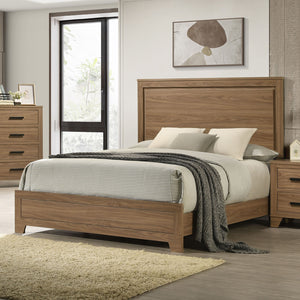 English Elm Simple Recessed Panel Full Bed Frame Rubberwood Build Walnut Transitional Bedroom B2741S00870