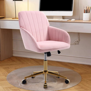 English Elm Ty Ergonomic Velvet Swivel Office Chair - Plush Memory Foam Comfort, Stylish Baby-Pink Design, Durable W2311P295811-GIGA