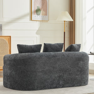 English Elm Curved Chenille Loveseat with Memory Foam Deep Seat and Three Pillows for Compact Living Grey W2915P370963