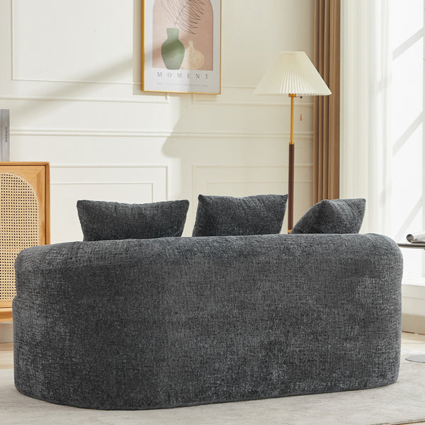 English Elm Curved Chenille Loveseat with Memory Foam Seating and Three Pillows for Compact Spaces Grey W2915P324465