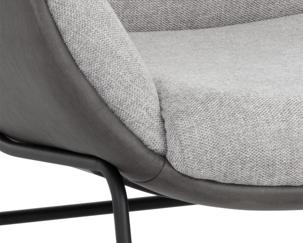 Sunpan Lucier Lounge Chair - Stylish Comfort with Durable Fabric and Elegant Matte Black Finish for Any Space Matte Black, Belfast Heather Grey / Bravo Ash