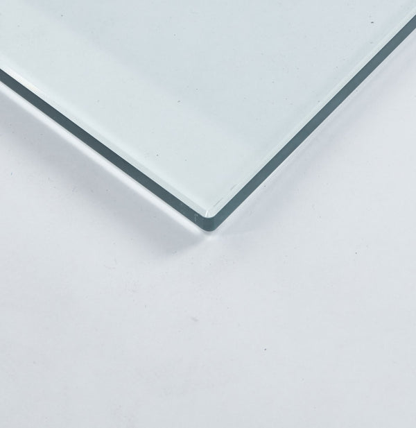 English Elm Tempered Clear Glass Square Table Top 80cm Polished Edges Modern Interior Surface W234P363933