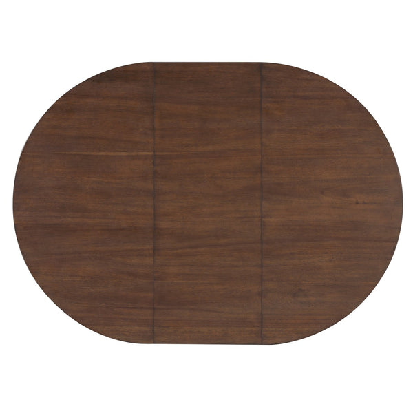 English Elm Trexm Retro 5 Piece Extendable Round Dining Set with Button Tufted Upholstered Chairs Walnut ST000094AAD-2026
