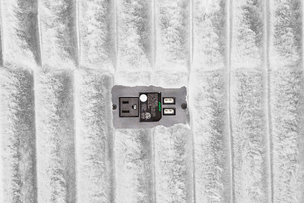 English Elm Manual Motion Loveseat Recliner with Plush Fur-Like Corduroy, Center Console, Cup Holders & Storage Light Gray 33 L x 94 W x 28 H B089P296901