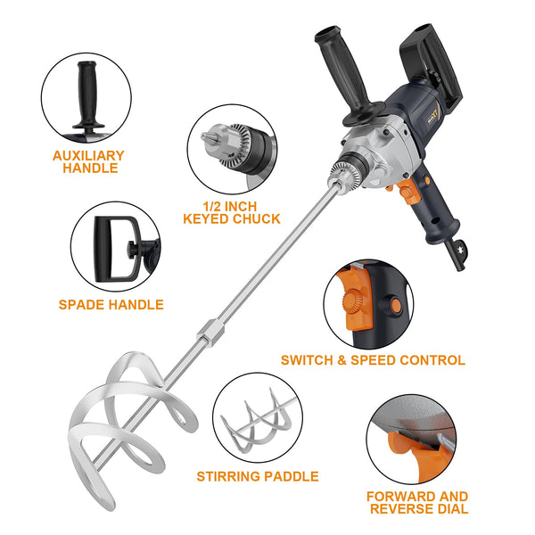 English Elm Drill Mixer Machine Corded 9a Copper Motor Variable Speed Cement Mortar Mixing Tool T3177P305036