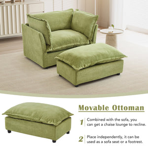 English Elm Modern Chenille Accent Chair with Ottoman Plush Wide Seat Curved Arms for Bedroom Green N719P428439F