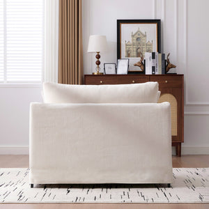 English Elm 43.9" Oversized Chenille Accent Chair with Bolster Pillows Farmhouse Living Room Seat Beige W3098P419122