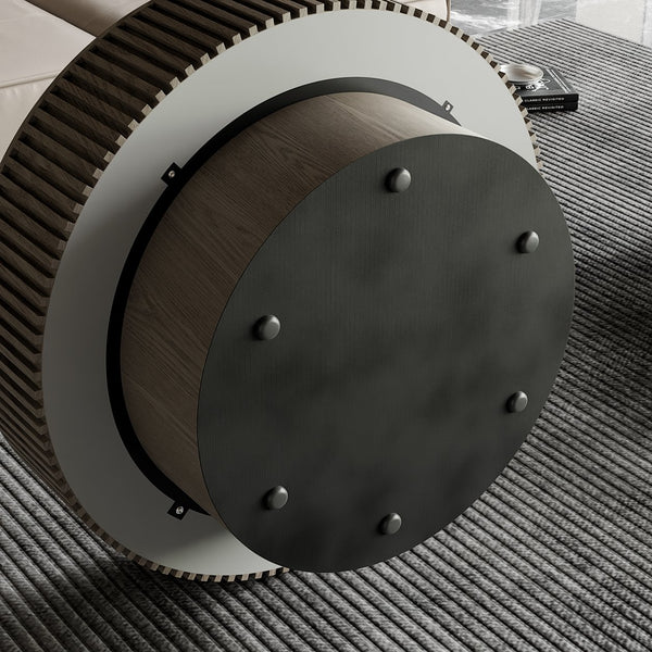 English Elm 39.37'' Round Lift Top Coffee Table Fluted Pedestal Wood Veneer Storage Living Room W1435P368903