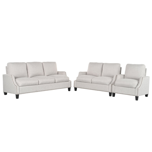 English Elm 3 Piece Living Room Sofa Sets - Modern Sectional Couch, Loveseat & Accent Chair For Cozy Spaces W680S00085