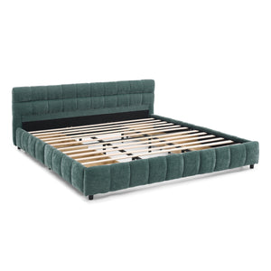 English Elm California King Upholstered Bed Frame With Plush Chenille Fabric, Storage Drawers & Modern Design W487P311314