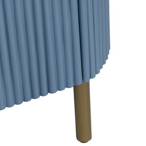 Crestview Collection Denim Blue Fluted Oval Chest: Stylish Storage Solution With Ribbed Panels & Chic Brass Legs Blue Solid Wood Cvfdr1304