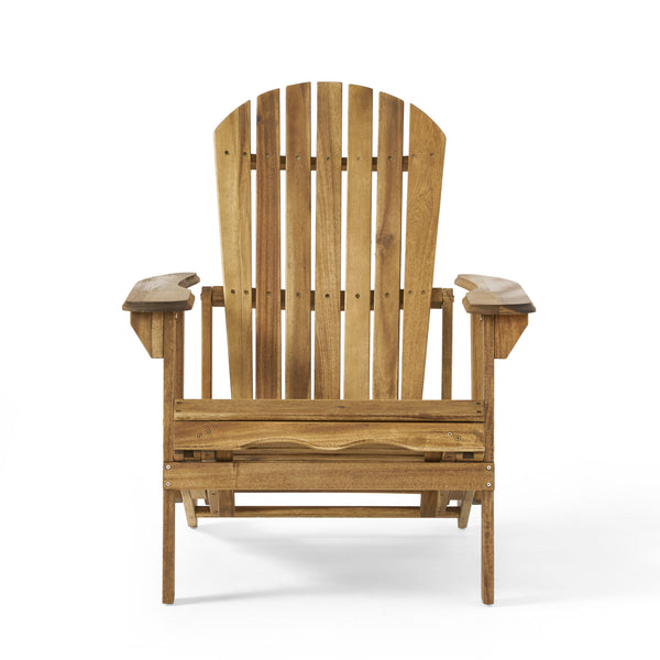 English Elm Malibu Acacia Wood Reclining Adirondack Chair with Built-in Footrest for Outdoor Lounging 57345.00NTLS